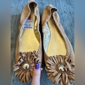 Coach Beige Suede Ballet Flats